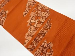 変わり横段に花唐草模様織出し名古屋帯